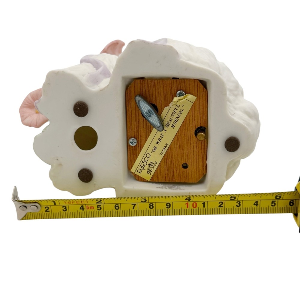VTG Easter Bunny Music Box Enesco Rabbit Figurine Spring Decor Cottagecore Works - Picture 14 of 16